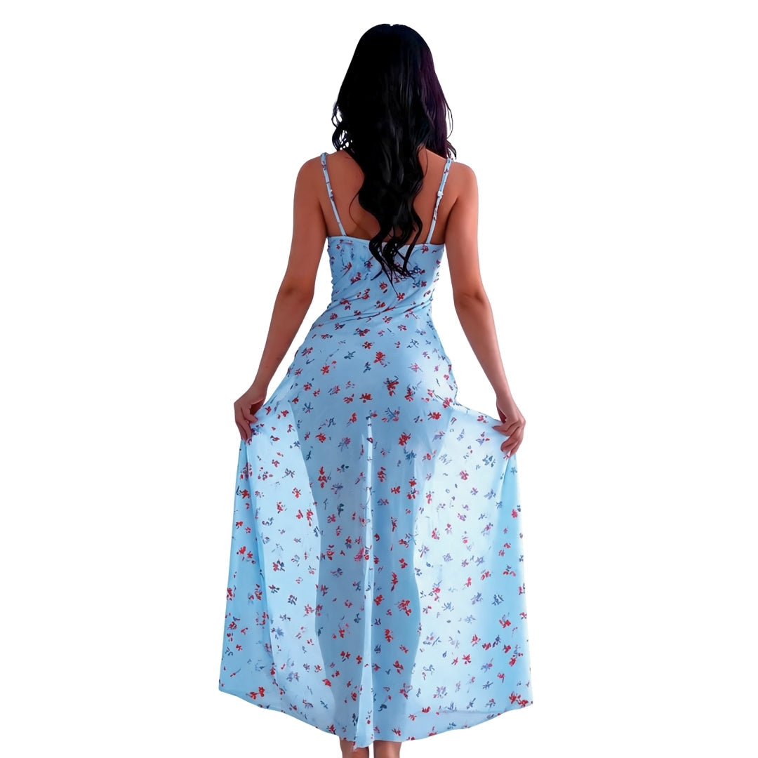 Rosé Romance Ruched Maxi Slip