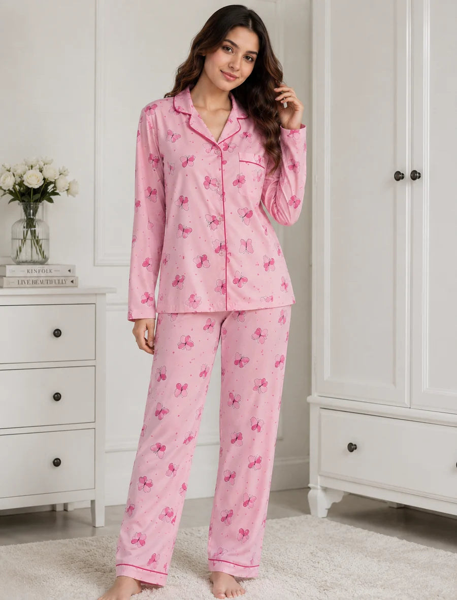 BUTTERFLY PRINT SUMMER LINEN PJS