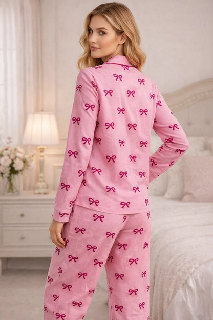 PINK BOW PRINT SUMMER LINEN PJS