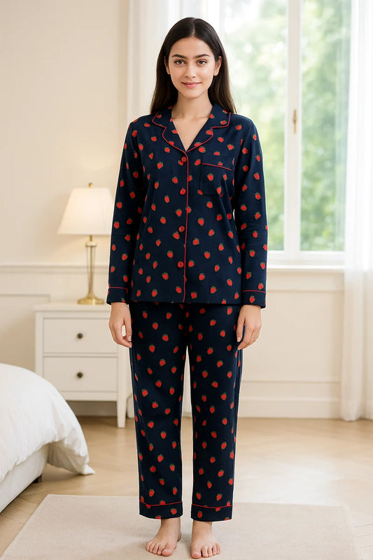 STRAWBERRY PRINT SUMMER LINEN PJS