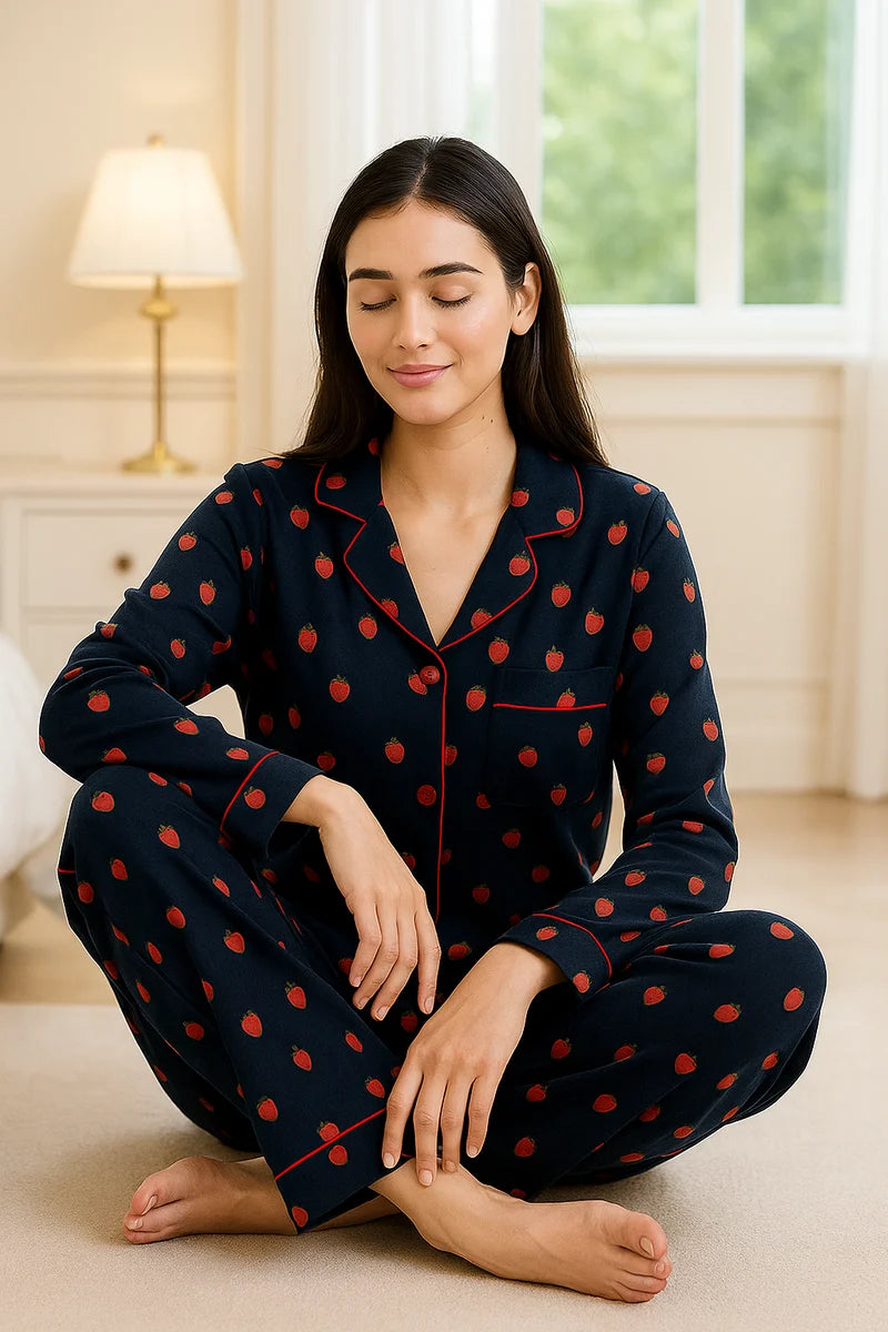 STRAWBERRY PRINT SUMMER LINEN PJS
